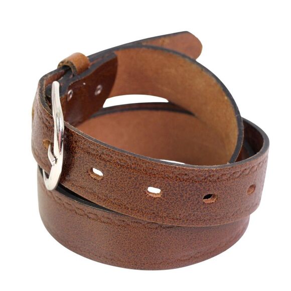 Yves FRANCE TOOLED BROWN GENUINE LEATHER 1 1/8"Wd CASUAL DRESS BELT Sz 42/90(G8 - Picture 3 of 14